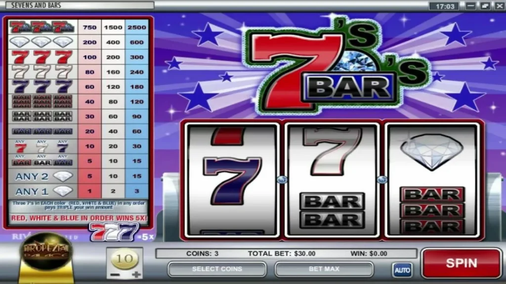 Старый игровой автомат с BAR и 777